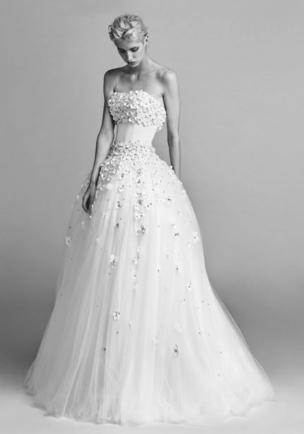 Beaded Flowers Tulle Ball Gown
