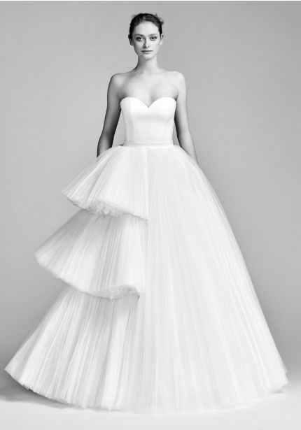 Asymmetric Tiered Tulle Gown