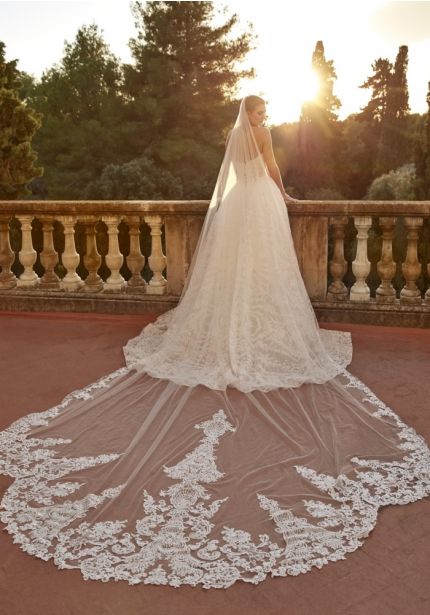 Embroidered Long Wedding Veil