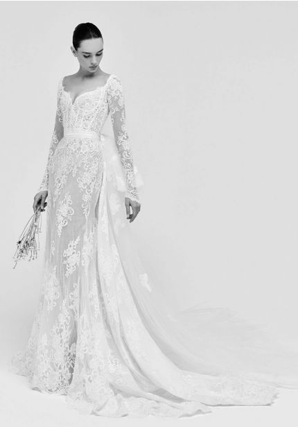 Embroidered Backless Wedding Dress