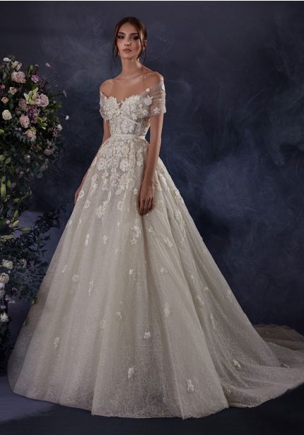 3D Flower Princess Wedding Dress