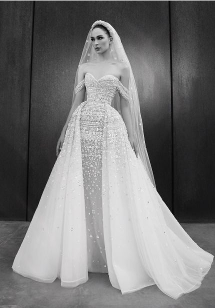 Fully Beaded Off-Shoulder Ball Gown