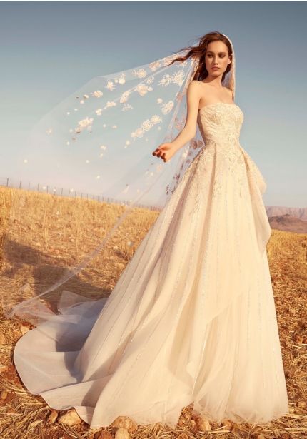 Beaded Flowers Tulle Ball Gown