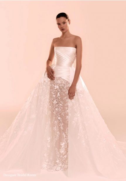 Draped Satin Lace Gown