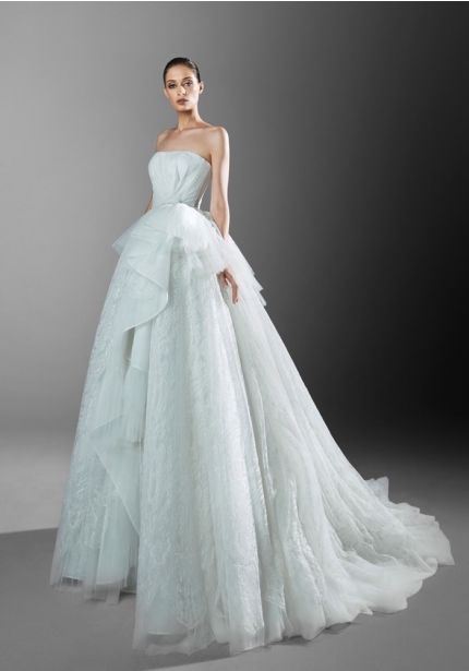 Draped Lace Ball Gown