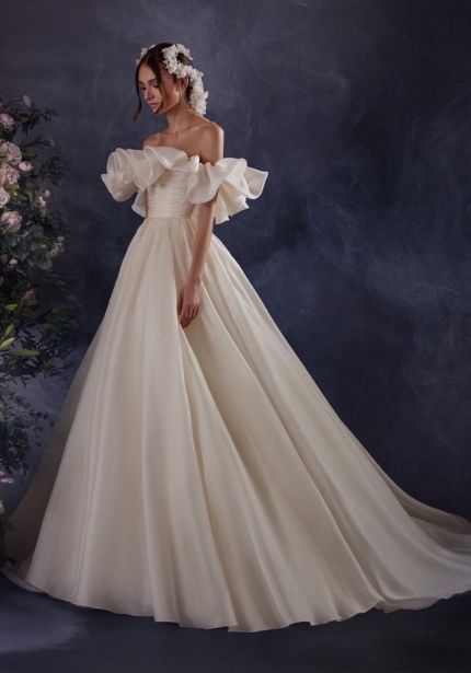 Ruffled Organza Wedding Dress