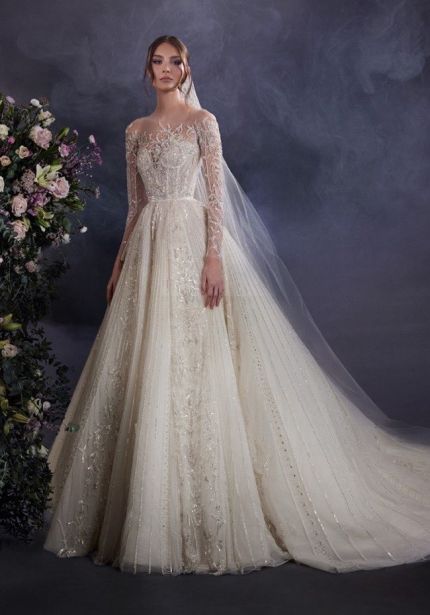 Embellished Long Sleeve Wedding Dress