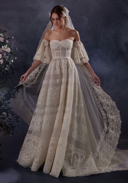 Embroidered Corset Wedding Dress