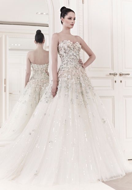 Embellished Flowers Tulle Ball Gown