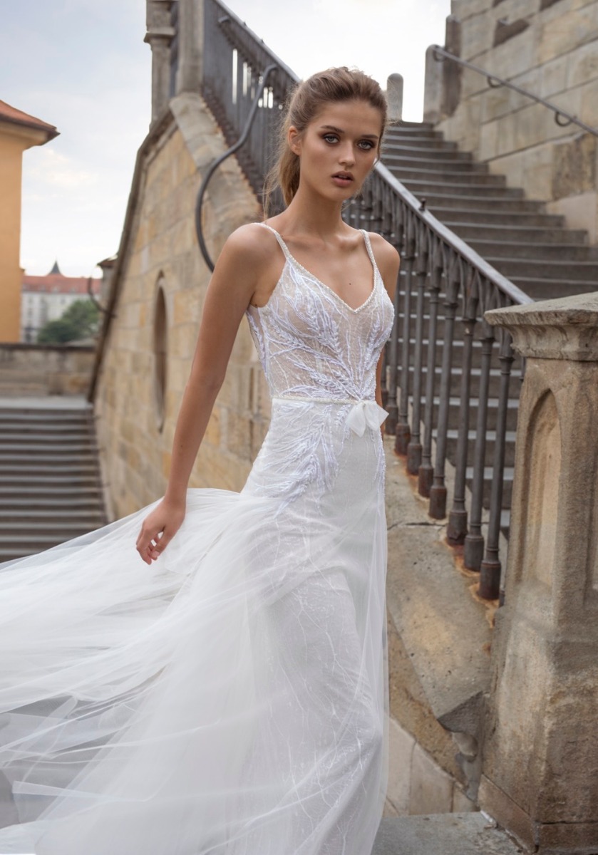 Helena Kolan | Gabriella Embroidered Tulle Wedding Dress with Straps ...
