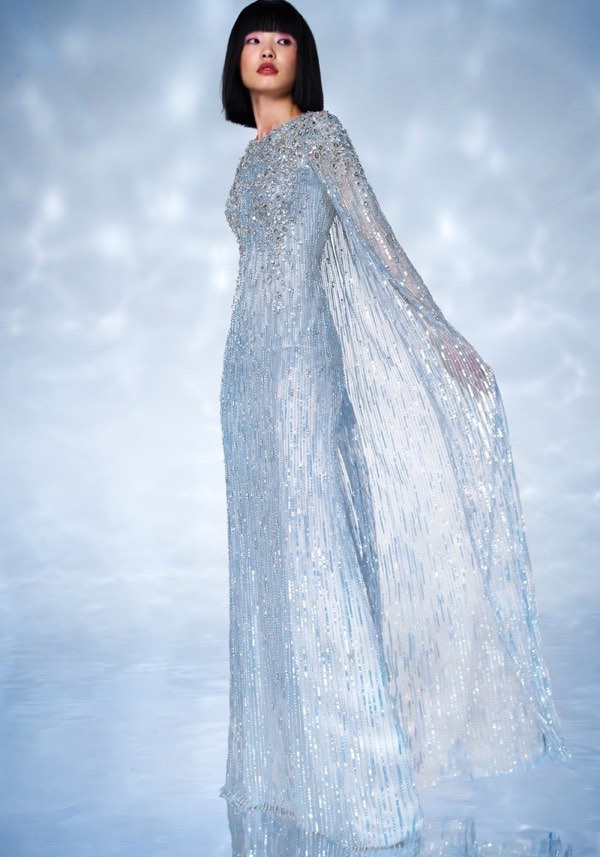 Jenny Packham Atlantis Sequinned Cape-Effect Evening Gown HK | Designer ...