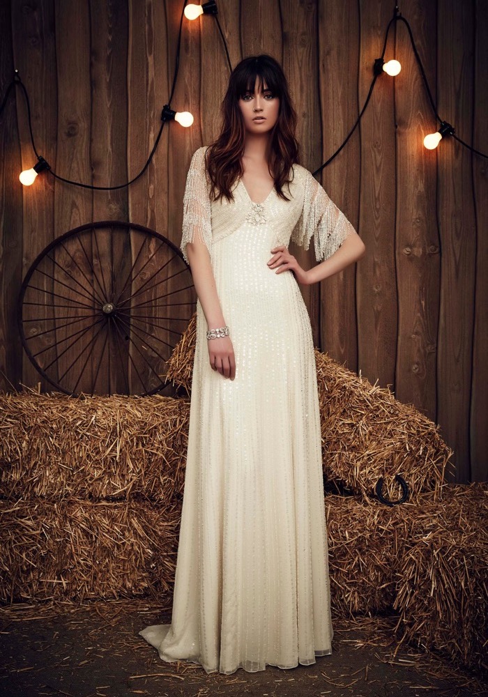 Jenny Packham Savannah Heavily Beaded Wedding Dress With Fringes Sleeves Designer Bridal Room 