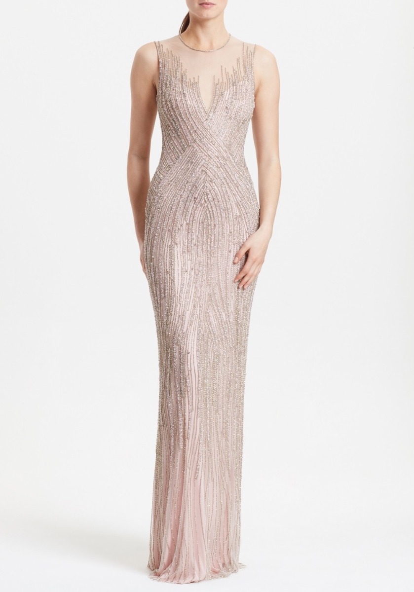 blush beaded gown