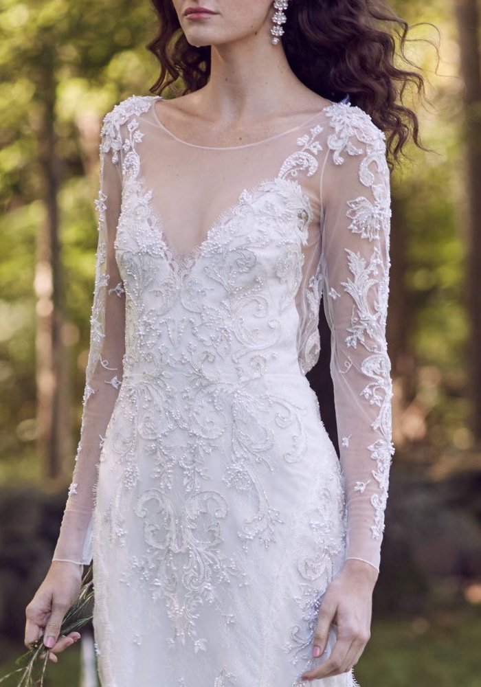 Marchesa Notte | Parker Beaded Long Sleeves Wedding Dress | Designer ...