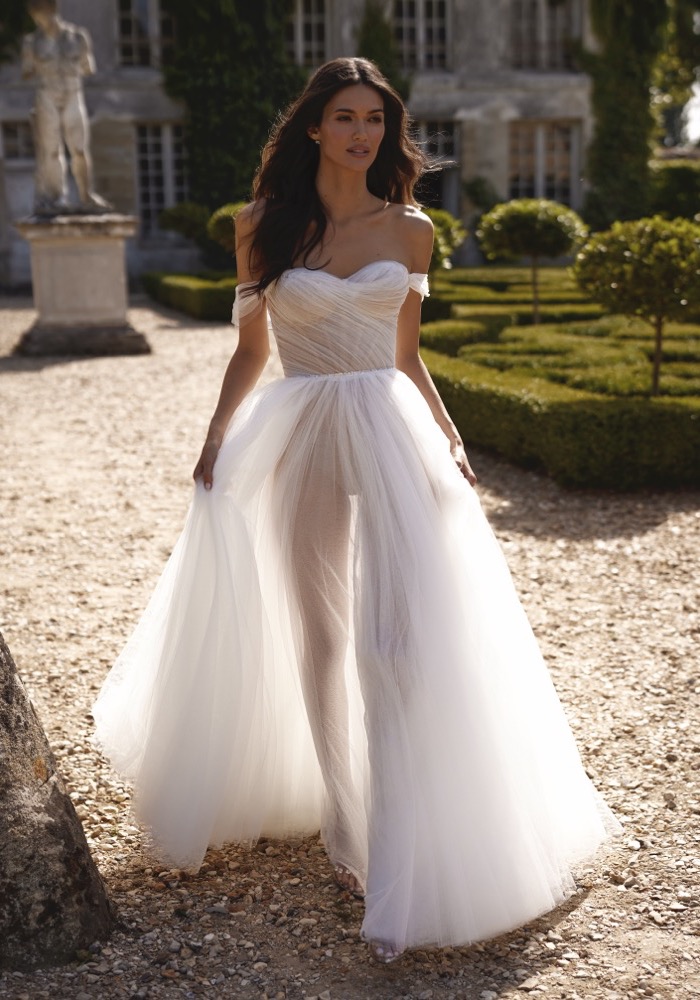 Milla Nova Allen Draped Soft Tulle Wedding Dress HK Designer