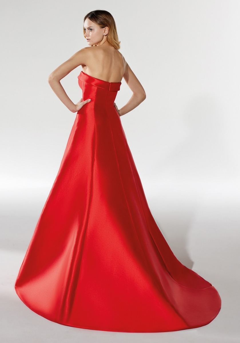 Nicole Milano | CEAB19102 Classic Strapless Mikado Red Gown | Designer ...