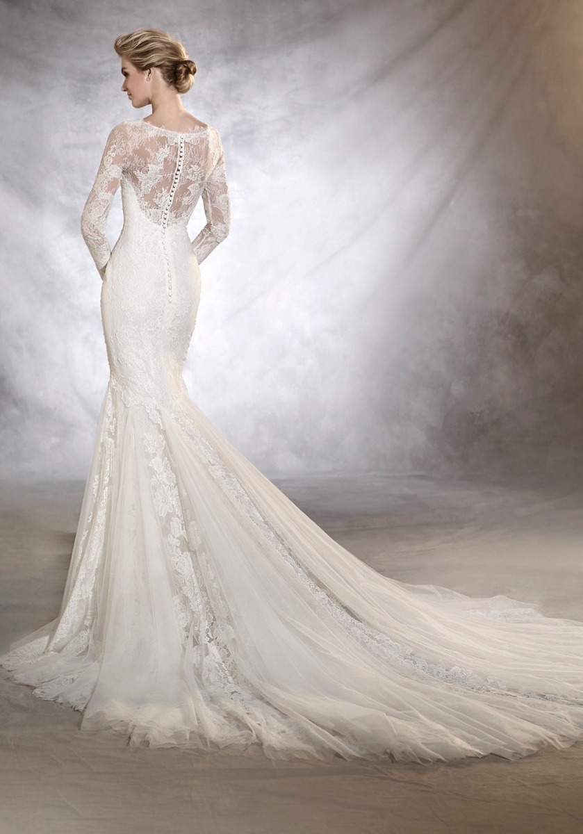 Pronovias | Otilde Long Sleeves Mermaid Lace Wedding Dress | Designer ...