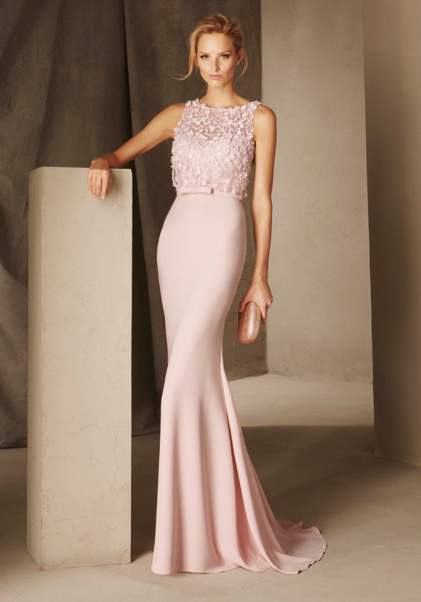 Pronovias | Brooklyn Beaded Flower Pink Evening Gown HK | Designer ...