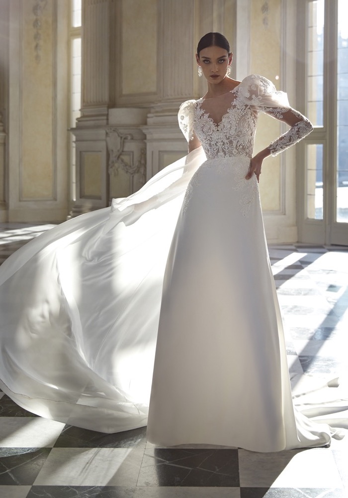 Pronovias Firenza Beaded Long Sleeve Wedding Dress HK | Designer 
