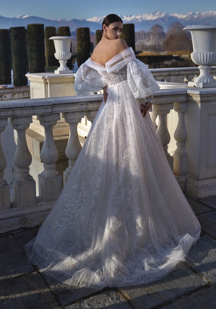 Pronovias Ginerva Sparkly Draped Wedding Dress HK | Designer Bridal Room