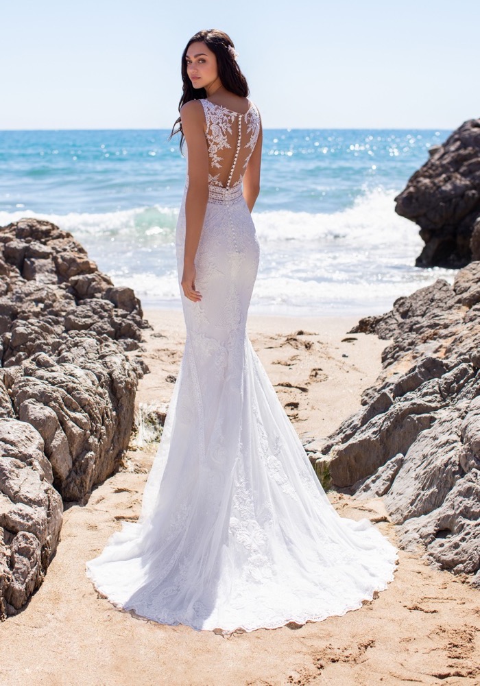 Pronovias | STYX Lace Wedding Dress with Sheer Back | Designer Bridal Room