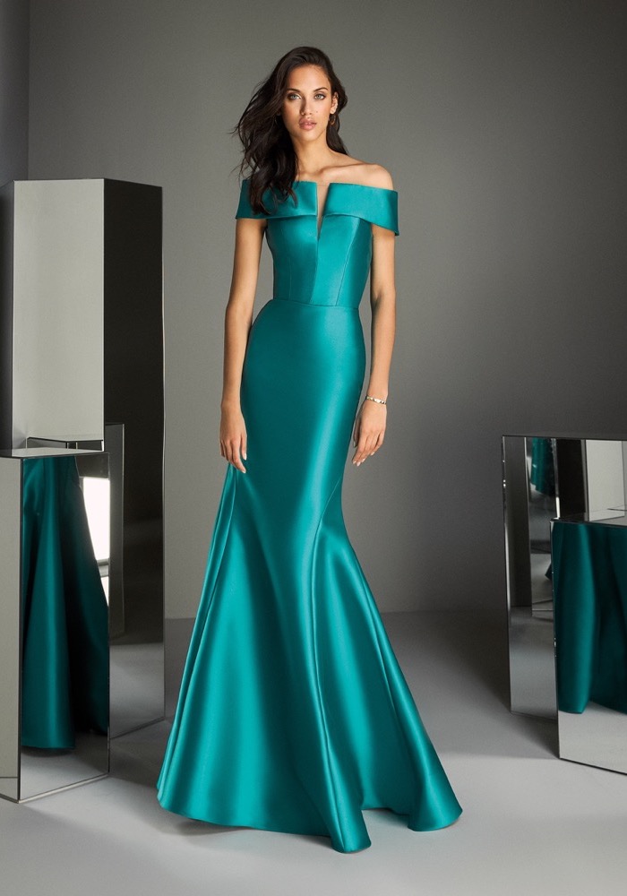 Pronovias | TE STYLE 89 Classic Turquoise Mikado Evening Gown HK ...