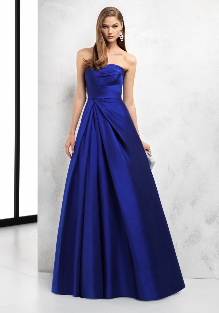 Rosa Clara | 2T1A2 Pleated Simple Blue Satin Dress HK | Designer Bridal ...