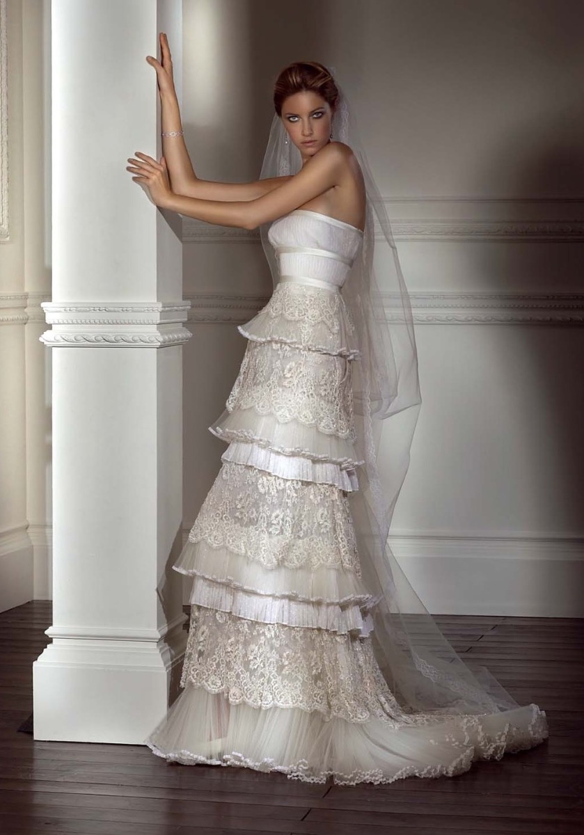 Valentino Christine Strapless Tiered Wedding Dress