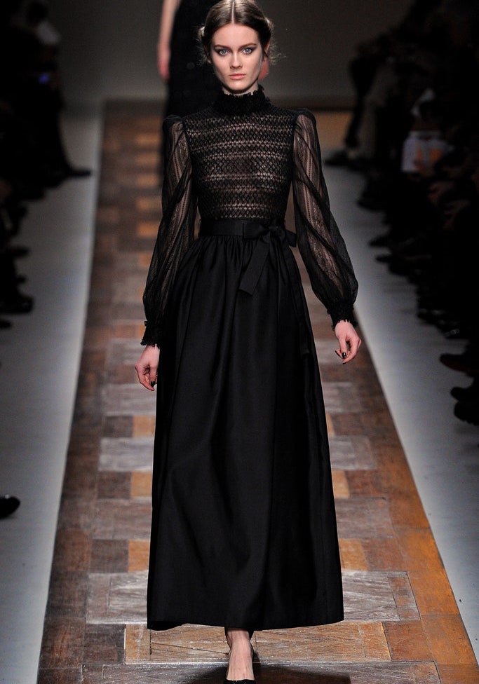 Valentino, Black Sheer Lace Evening Dress HK