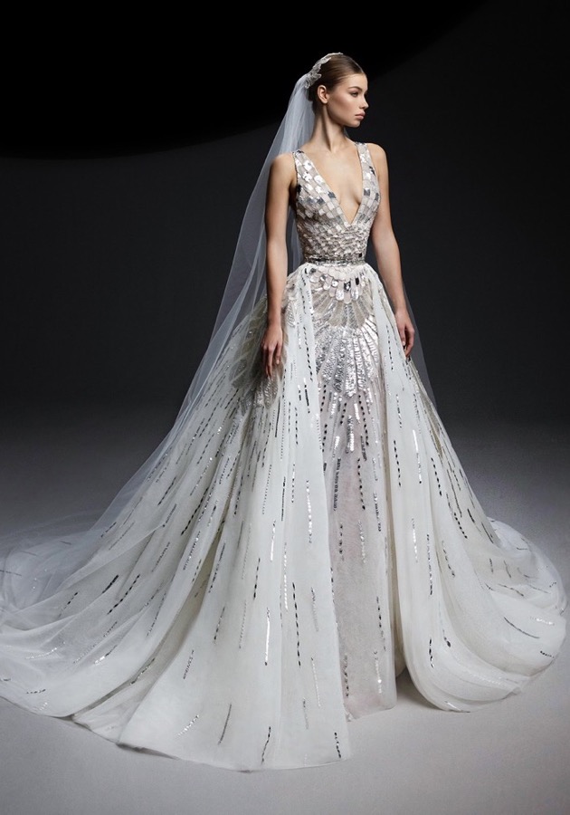 Zuhair Murad Iris Embellished V-Neck Wedding Dress HK | Designer Bridal ...