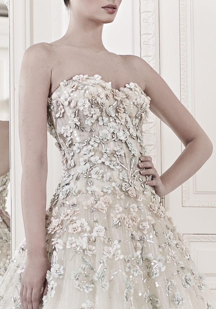 Zuhair Murad | Tiana Beaded Flowers Couture Princess Ball Gown ...